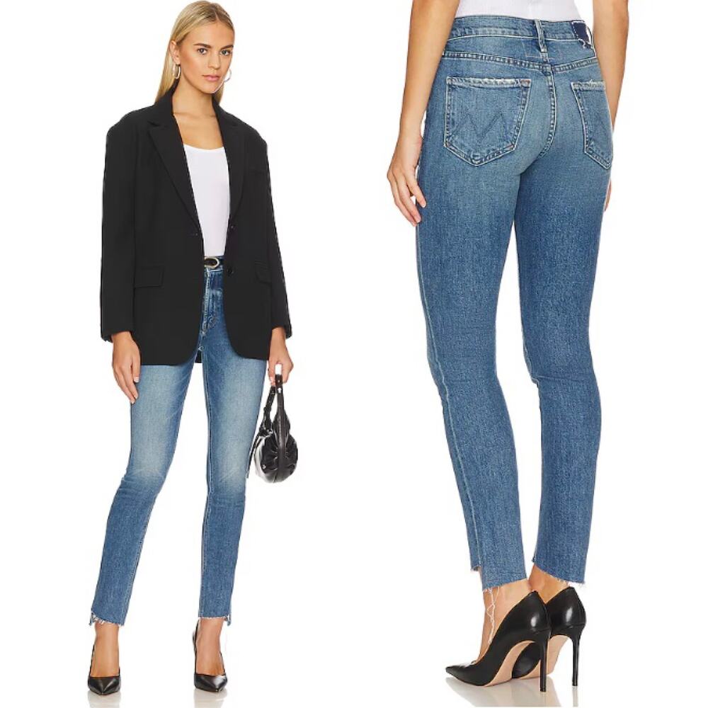 MOTHER Superior Mid Rise Dazzler Ankle Step Fray Jeans Something to Remember 25